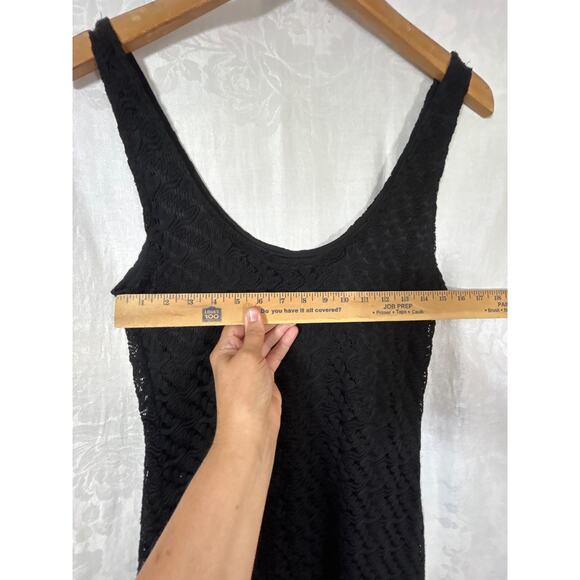 Vintage Slip Dress Medium Black Lace Sheer Maxi Witchy Goth Y2K - Picture 7 of 11